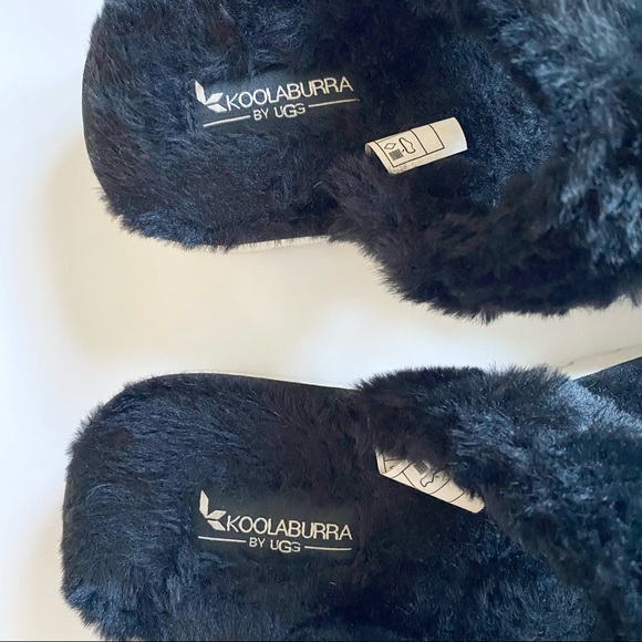 Koolaburra by Ugg Faux Fur Slide Sandals Fuzz On in Black - Picture 5 of 6
